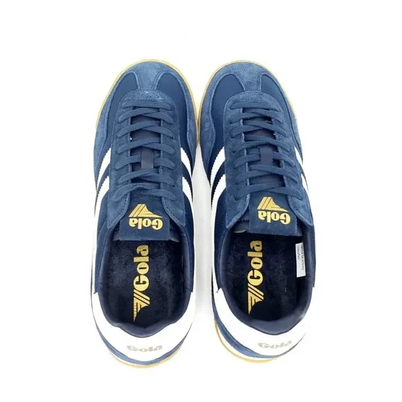 Gola Harrier Classic Sneaker Navy Blue Suede White Gum Sole Mens US 10